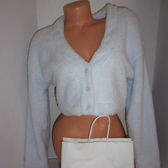 PINK Victoria's Secret Crop Teddy Jacket Cozy - Plush - Picture 1 of 3